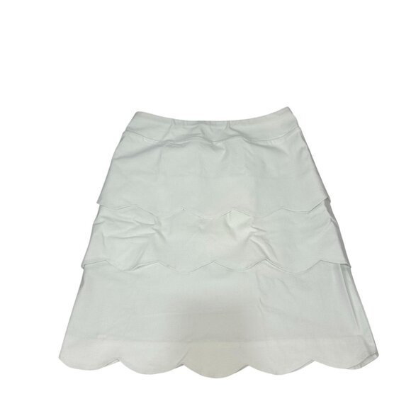 J.McLaughlin White Tiered Scalloped Skirt Size 6 - Picture 1 of 7